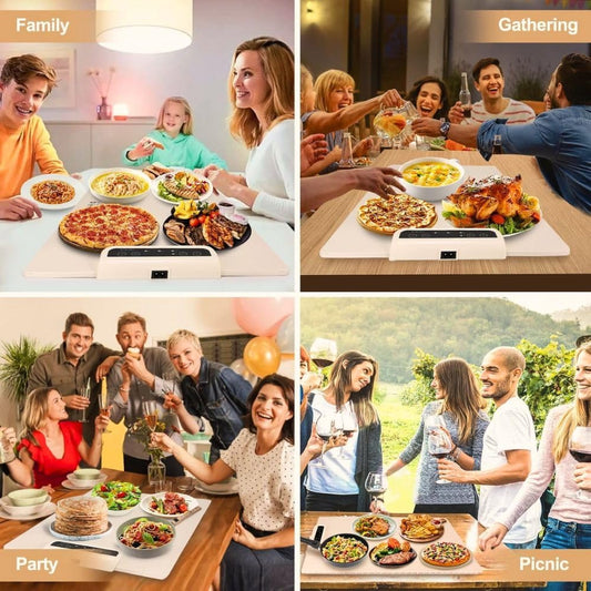 Electric Food Warming Mat | Foldable Smart Heating Tray for Dining Table