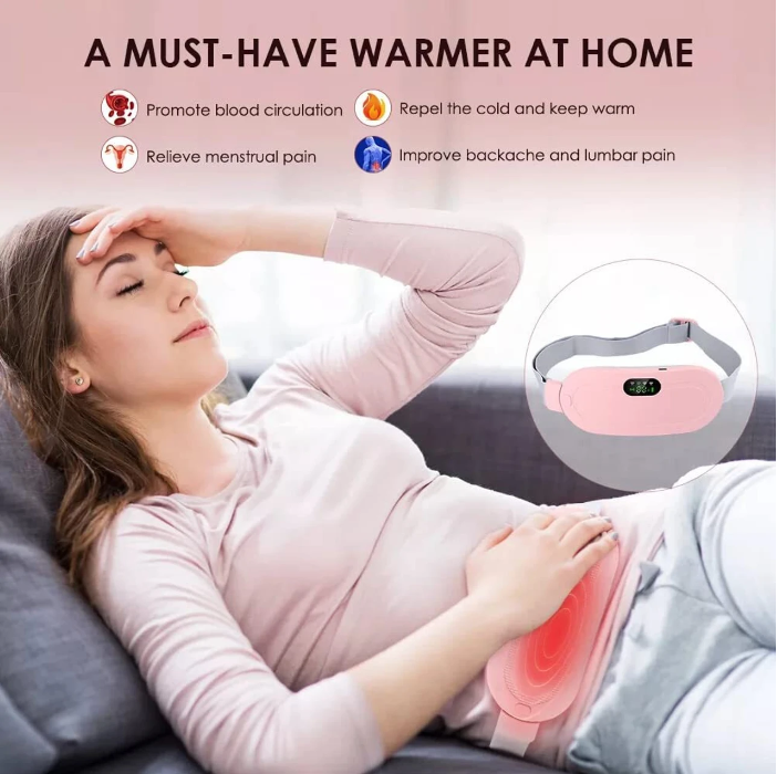 SoothieBlend Cordless Menstrual Heating Pad – Portable Period Cramp & Back Relief Belt (Pink)
