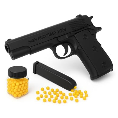 Pull-Back Action Toy Pistol with BB Pellets | Spring Powered Shooting Toy Gun with Removable Magazine | Outdoor Target Practice Toy for Kids & Adults