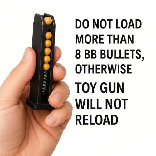 Pull-Back Action Toy Pistol with BB Pellets | Spring Powered Shooting Toy Gun with Removable Magazine | Outdoor Target Practice Toy for Kids & Adults