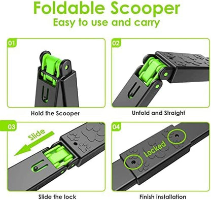 Folding Dog Poop Scooper | Long Handle Pet Waste Picker for Dogs & Cats | Portable Hygienic Cleaning Tool