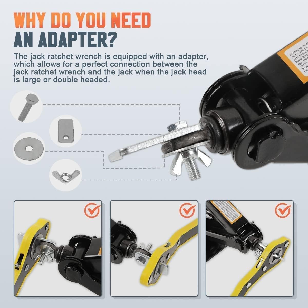 Universal Car Jack Ratchet Wrench – 360° Forward & Reverse Labor-Saving Speed Handle for Scissor Jack Tire & Wheel Lift Tool