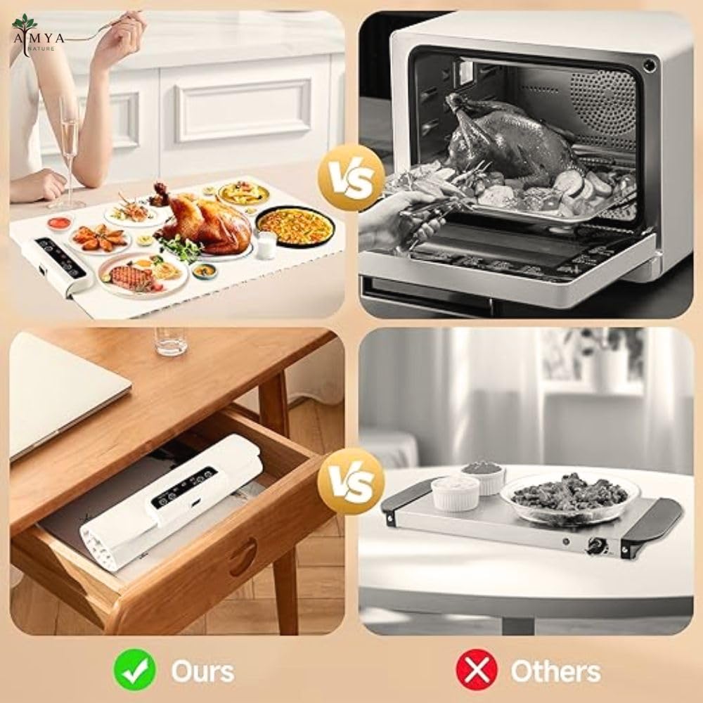 Electric Food Warming Mat | Foldable Smart Heating Tray for Dining Table