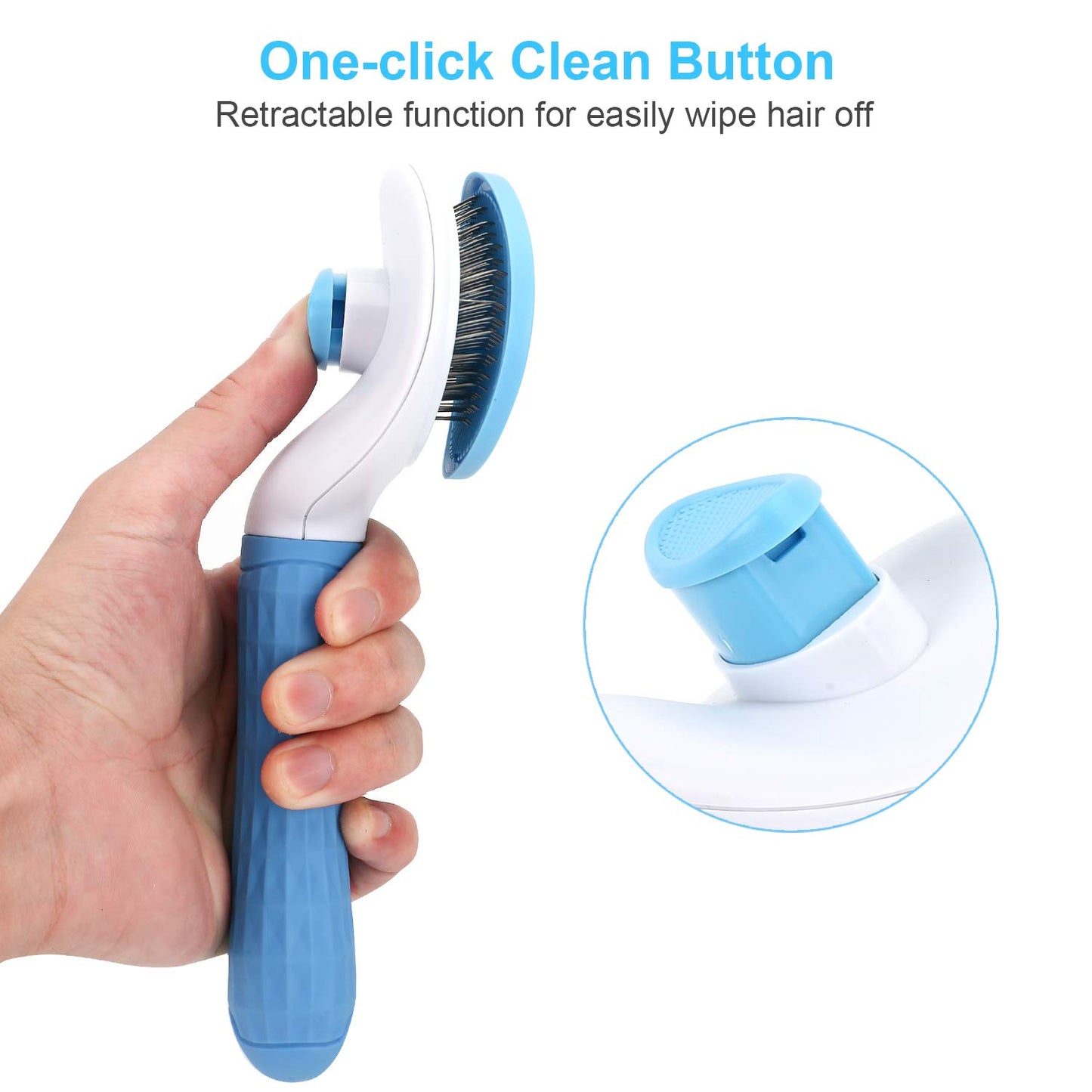 Self-Cleaning Slicker Pet Grooming Brush for Dogs & Cats | Shedding, Detangling & Massaging Tool for Long & Short Hair Pets
