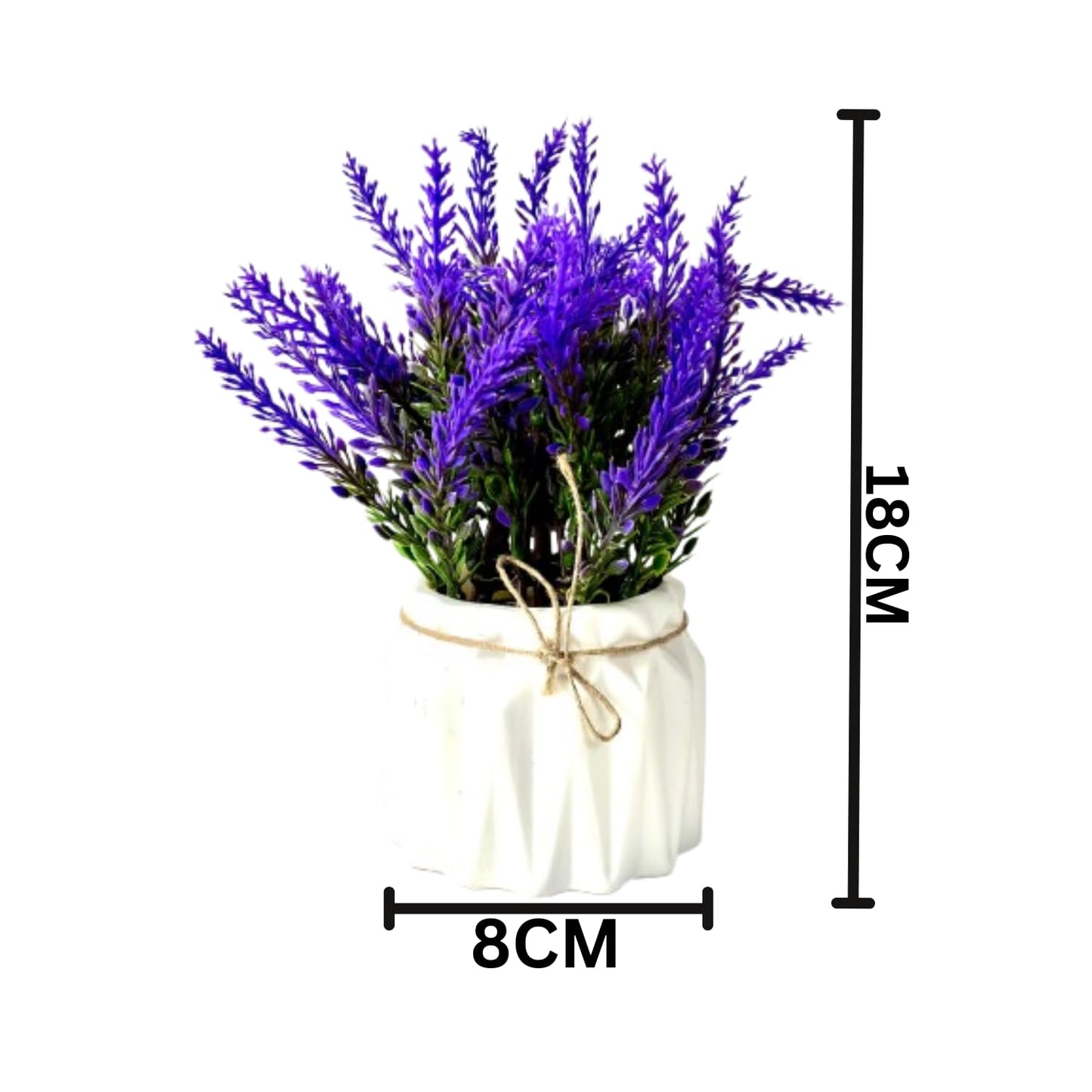 Artificial Lavender Plant with White Pot | Realistic Faux Flower Arrangement for Home, Office & Table Decor