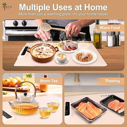 Electric Food Warming Mat | Foldable Smart Heating Tray for Dining Table