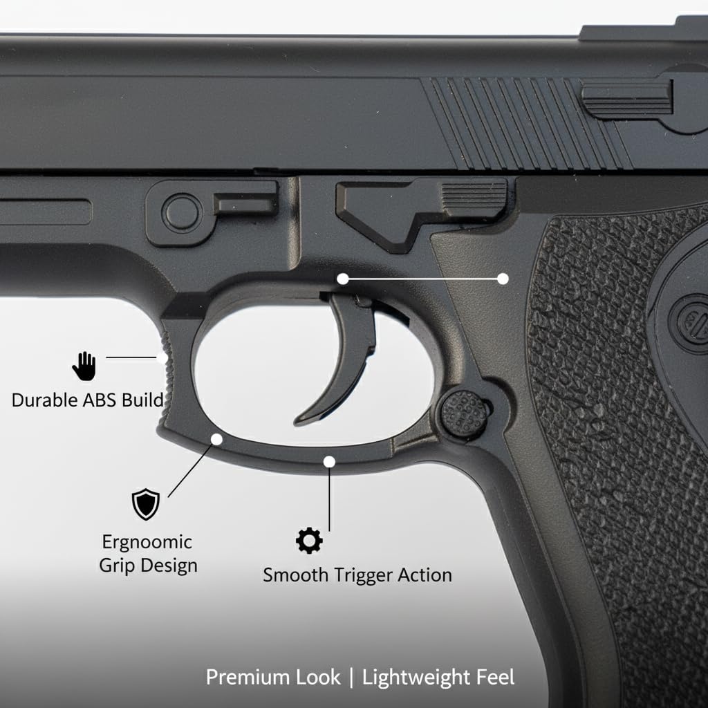 Pull-Back Action Toy Pistol with BB Pellets | Spring Powered Shooting Toy Gun with Removable Magazine | Outdoor Target Practice Toy for Kids & Adults