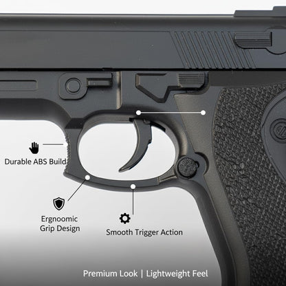 Pull-Back Action Toy Pistol with BB Pellets | Spring Powered Shooting Toy Gun with Removable Magazine | Outdoor Target Practice Toy for Kids & Adults