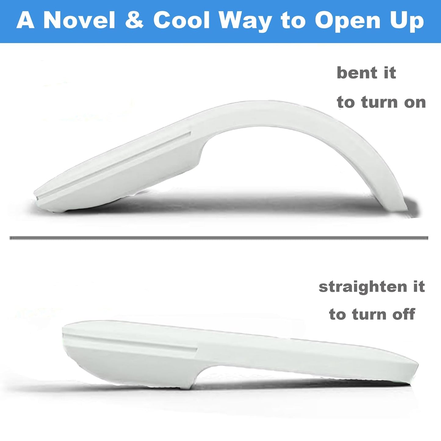 Arc Touch Wireless Mouse – Foldable & Portable Design, Compatible with Surface, MacBook, Windows & Mac OS (White)
