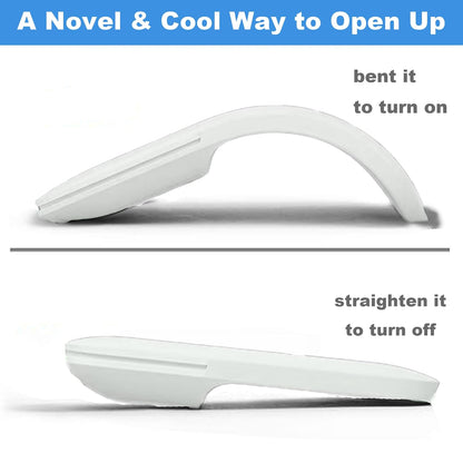 Arc Touch Wireless Mouse – Foldable & Portable Design, Compatible with Surface, MacBook, Windows & Mac OS (White)