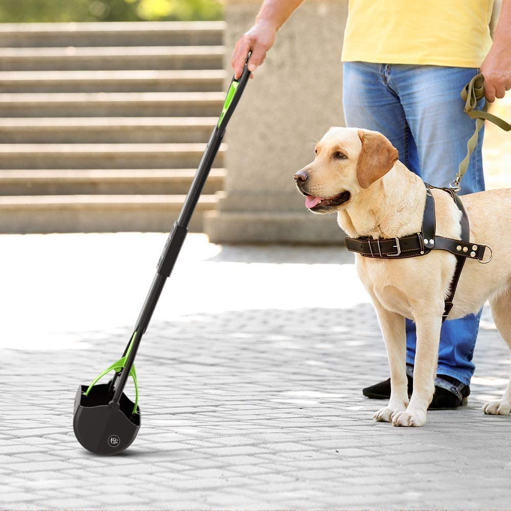 Folding Dog Poop Scooper | Long Handle Pet Waste Picker for Dogs & Cats | Portable Hygienic Cleaning Tool