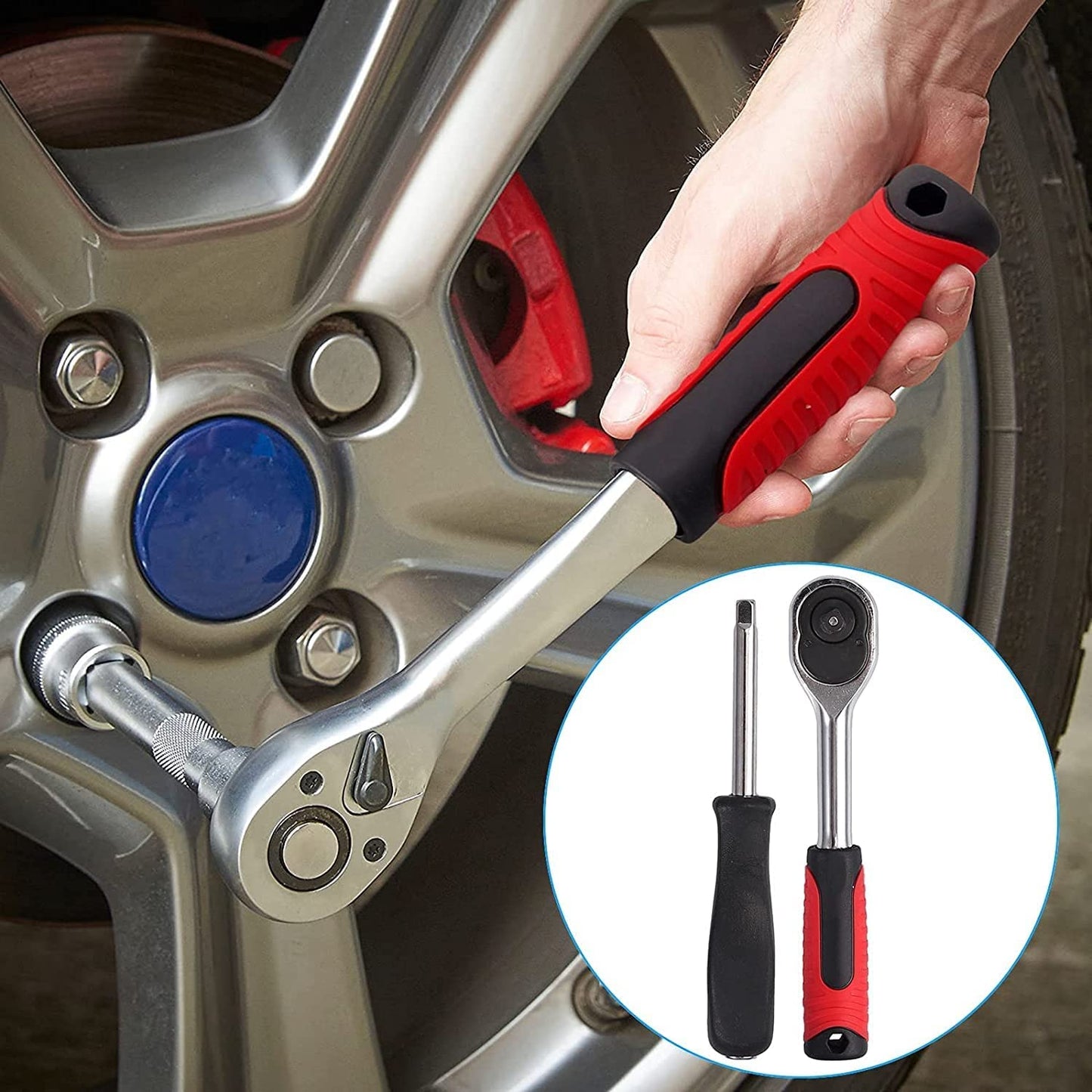 46PCS 1/4 Inch Drive Socket Wrench Set – Metric Ratchet Tool Kit with 4-14mm Cr-V Sockets, S2 Bits & Extension Bars for Household & Auto Repair