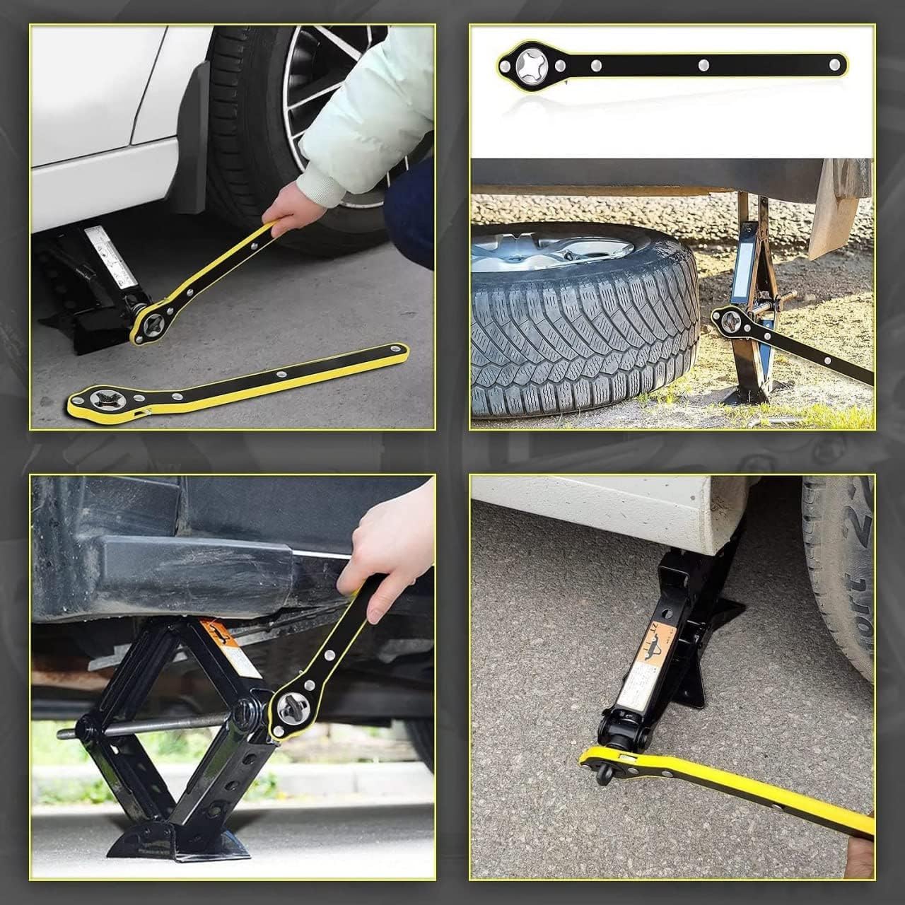 Universal Car Jack Ratchet Wrench – 360° Forward & Reverse Labor-Saving Speed Handle for Scissor Jack Tire & Wheel Lift Tool