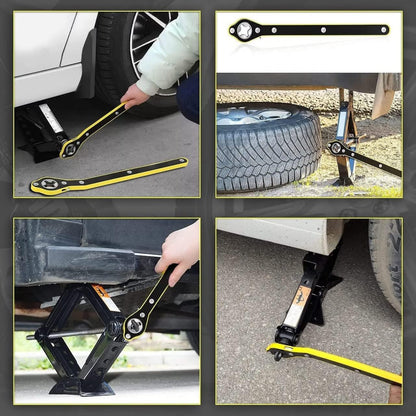 Universal Car Jack Ratchet Wrench – 360° Forward & Reverse Labor-Saving Speed Handle for Scissor Jack Tire & Wheel Lift Tool