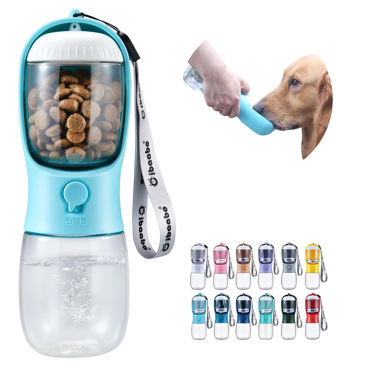 Portable Pet Water Bottle with Food Storage | Leak-Proof Travel Feeder for Dogs & Cats