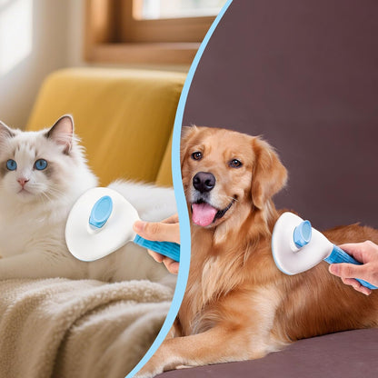 Self-Cleaning Slicker Pet Grooming Brush for Dogs & Cats | Shedding, Detangling & Massaging Tool for Long & Short Hair Pets
