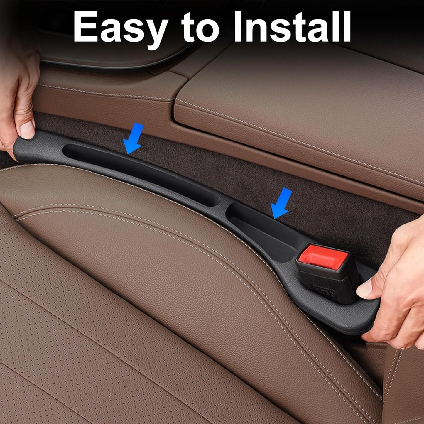 Universal 2PCS Car Seat Gap Filler Organizer – EVA Gap Pad with Phone Holder & Buckle Base, Seat Console Gap Blocker for Cars, SUVs & Trucks