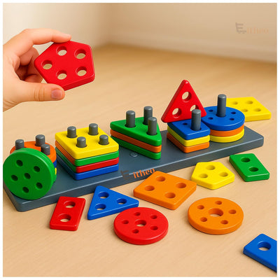 Geometric Angle Blocks for Kids | Montessori Sorting & Stacking Educational Toy | Colorful Shape Sorter Puzzle for Toddlers & Preschool Learning