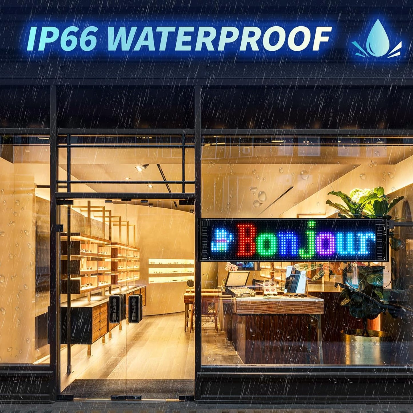 LED Matrix Panel 16×64 Pixel RGB Display Board – Portable Full Color Scrolling LED Sign with Text, Animation, Graffiti & Music Mode (14.6×3.6 Inch)