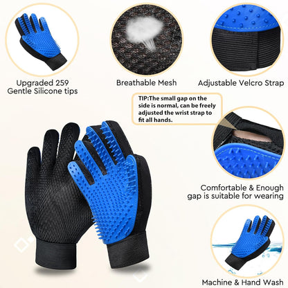 Self-Cleaning Pet Grooming Glove Brush for Dogs & Cats | Slicker Brush for Shedding, Detangling & Bathing | Removes Loose Hair for Short & Long Haired Pets