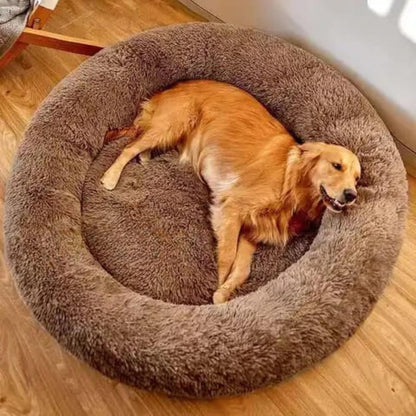 Round Donut Pet Bed for Dogs & Cats | Ultra Soft Plush Washable Sleeping Mat with Raised Support | Reversible 2-in-1 Cozy Bed for Small & Medium Pets