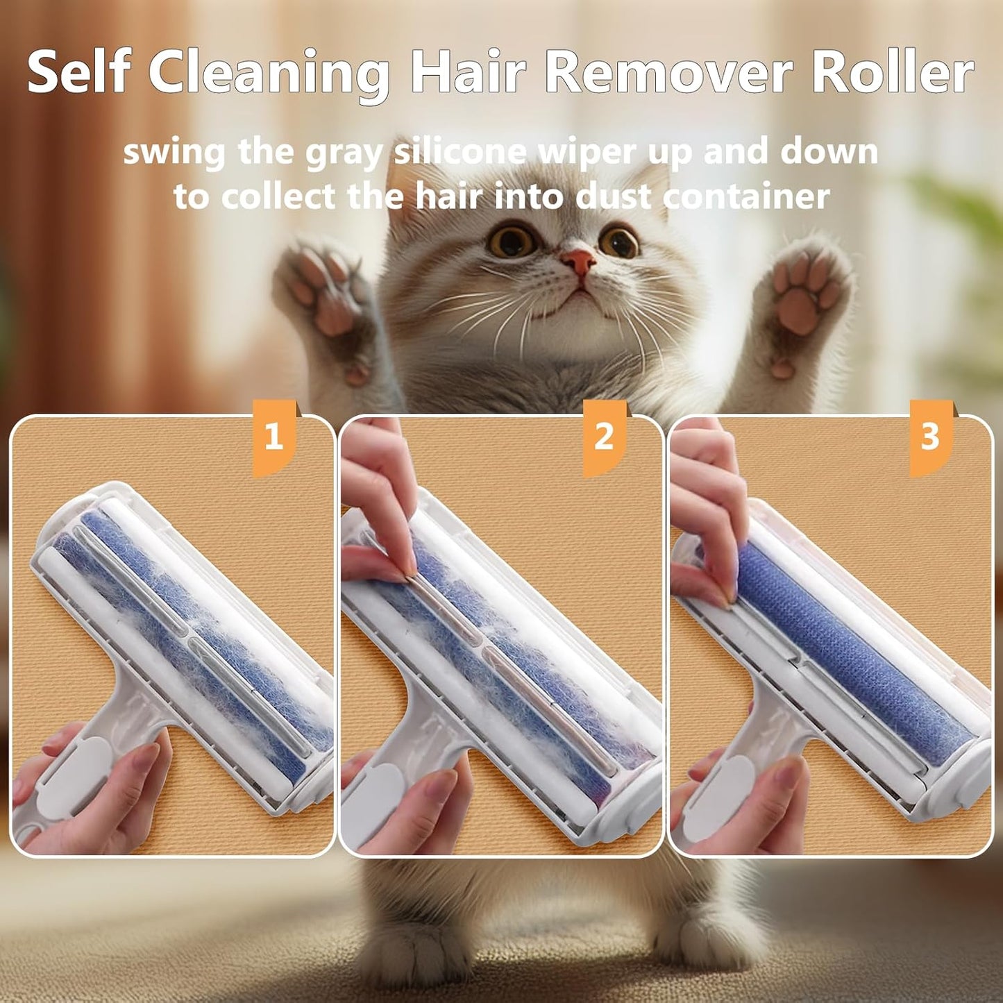 Reusable Pet Hair Remover Roller | Self-Cleaning Lint & Fur Removal Brush for Dogs & Cats | Cleaning Tool for Sofa, Carpet, Furniture & Clothes
