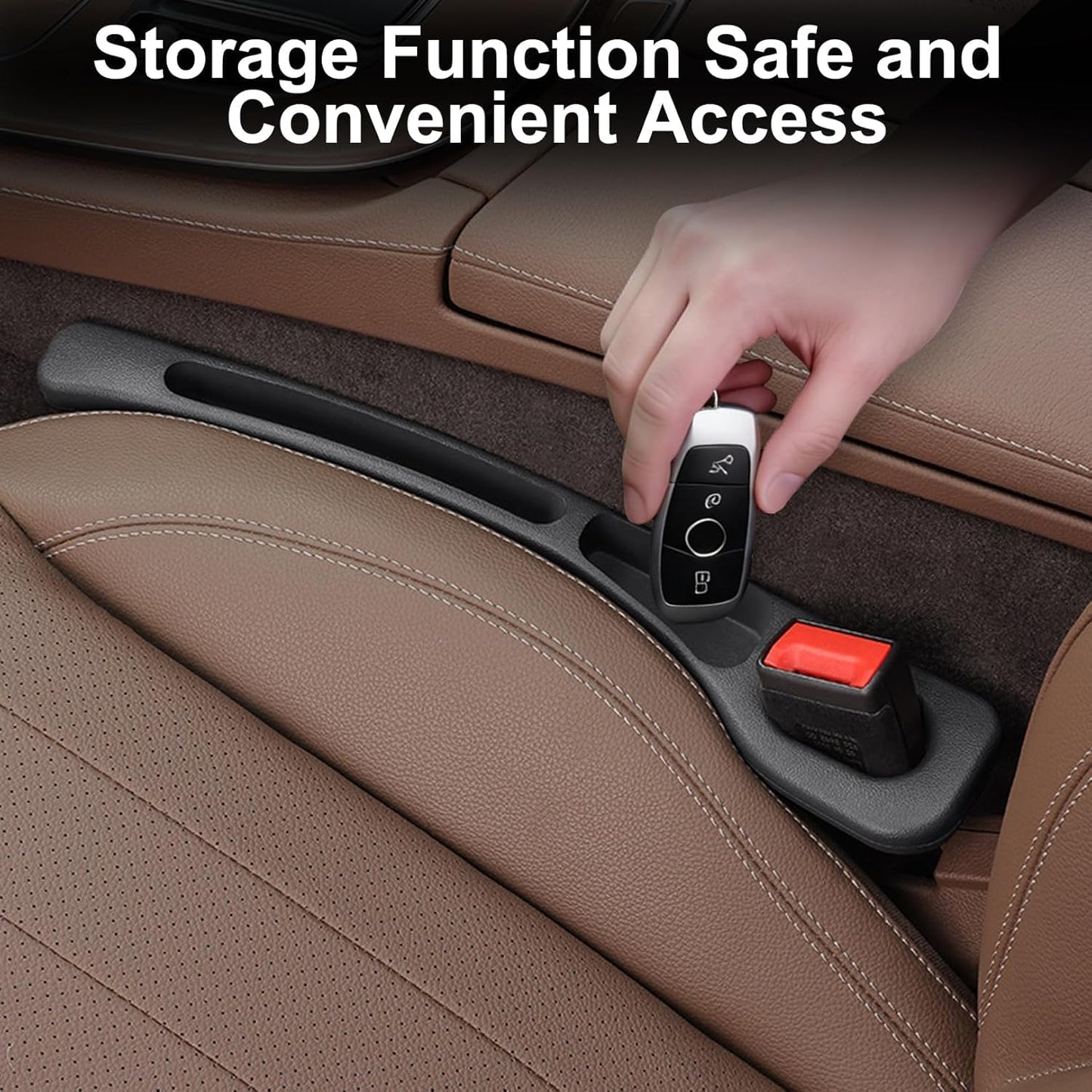 Universal 2PCS Car Seat Gap Filler Organizer – EVA Gap Pad with Phone Holder & Buckle Base, Seat Console Gap Blocker for Cars, SUVs & Trucks
