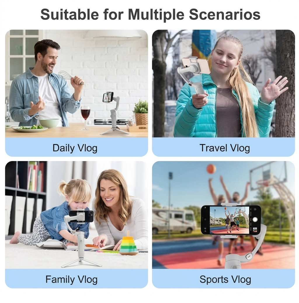 M1 Merak One 3-Axis Handheld Smartphone Stabilizer Gimbal with Tripod Stand (White)