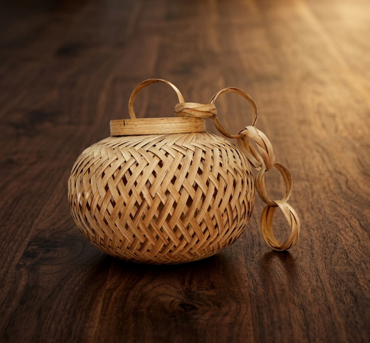 Handwoven Bamboo Storage Basket | Handmade Natural Decorative Organizer