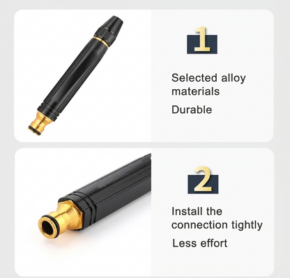 High-Pressure P Water Spray Gun Nozzle – Adjustable Twist Hose Nozzle for Car Washing, Bike Cleaning, and Garden Watering (Heavy Duty, Black & Gold)