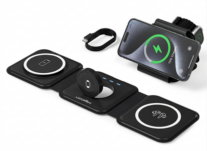 3-in-1 Foldable Magnetic Wireless Charger – The Ultimate Travel Charging Hub