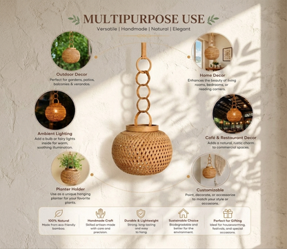 Handwoven Bamboo Storage Basket | Handmade Natural Decorative Organizer