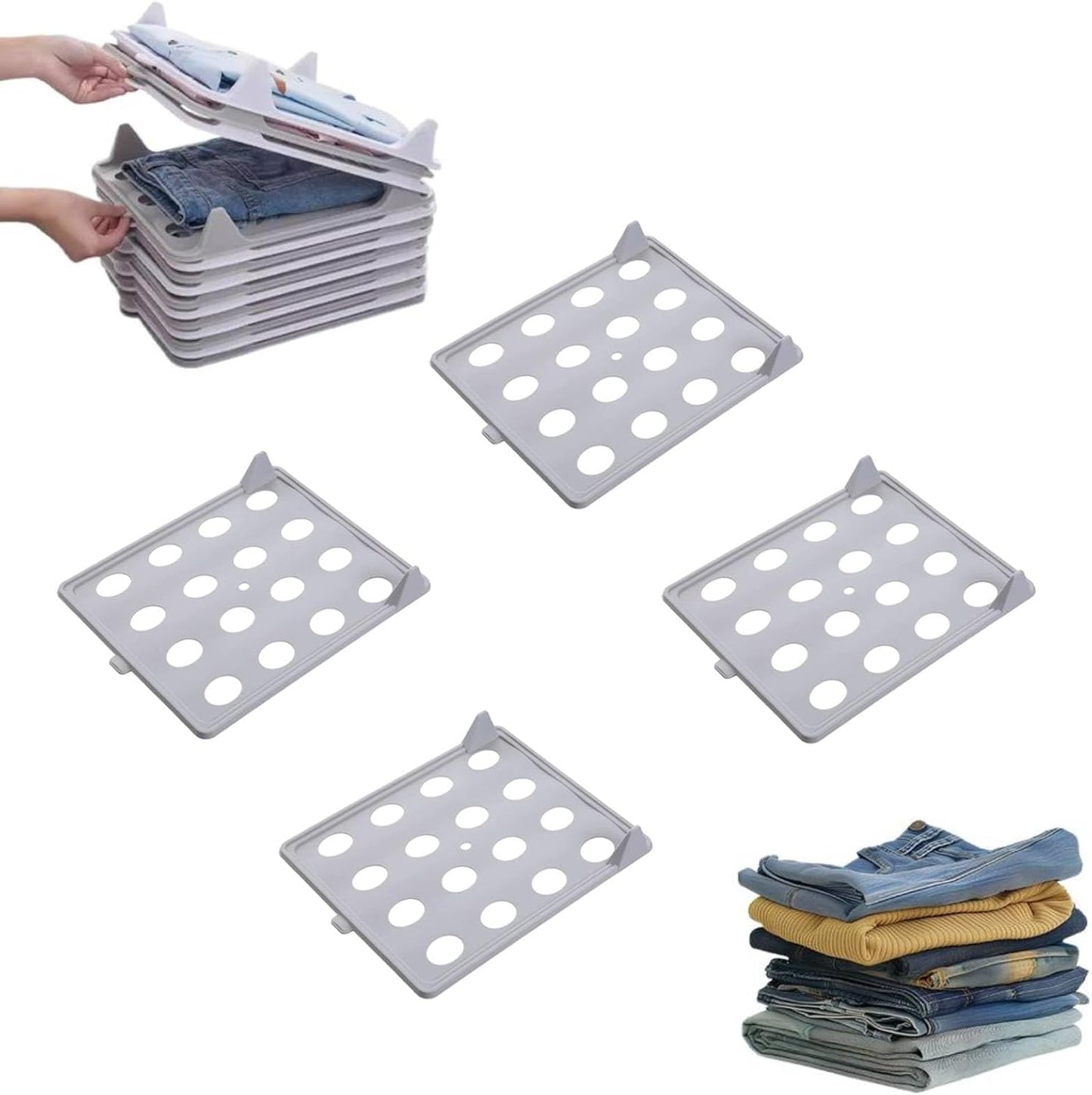 T-Shirt Organizer Board Set – Stackable Foldable Shirt Stacker (4PCS)
