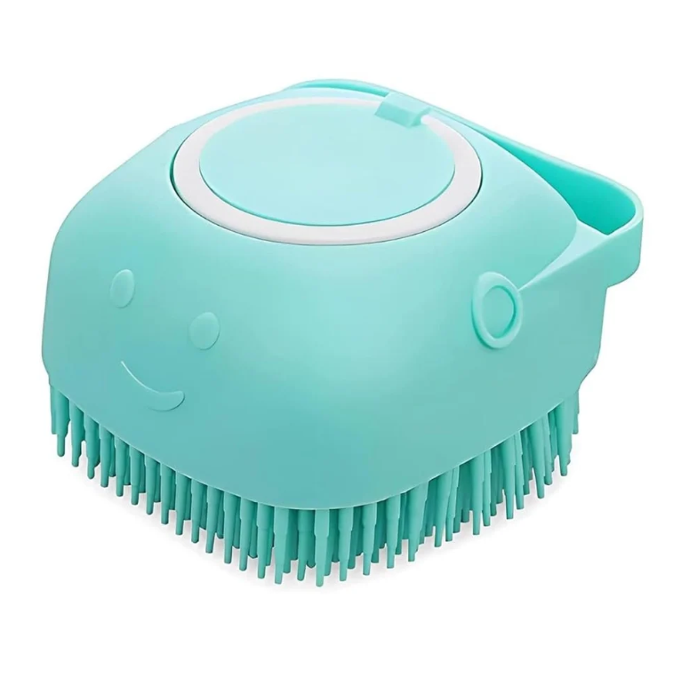 Silicone Pet Bath Brush with Shampoo Dispenser | Soft Grooming & Shedding Brush for Dogs, Cats & Small Pets