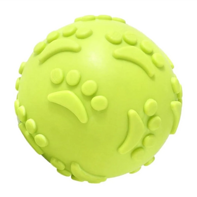 Latex Rubber Squeaky Dog Chew Ball Toy | Durable Teething & Fetch Toy for Puppies and Small to Medium Dogs | Paw Design Dental Cleaning Ball