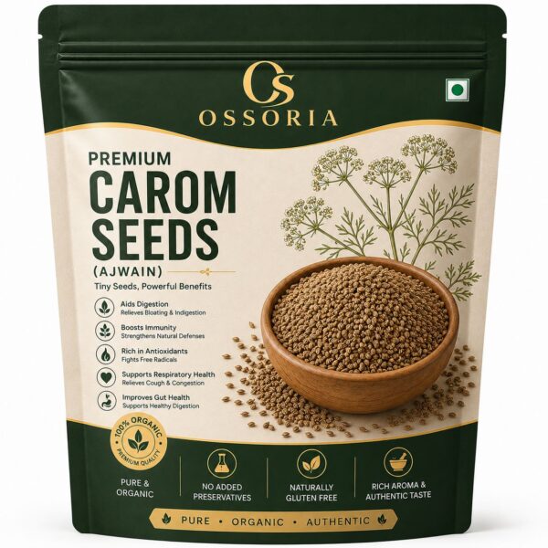 OSSORIA Carom Seeds (Ajwain)| Pure & Natural Ajwain Seeds | Aromatic Indian Spice | Premium Seeds for Cooking