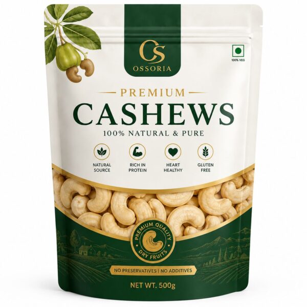 OSSORIA Cashews | Premium Kaju Dry Fruits | 100% Natural Cashew Nuts | Healthy Dry Fruit | Rich in Protein & Fibre
