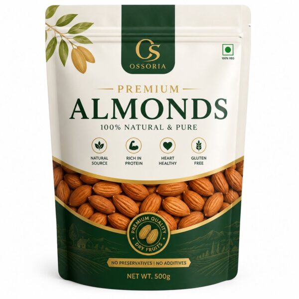 OSSORIA Almonds | Premium Badam | 100% Natural & Pure Almonds | Healthy Dry Fruit | Rich in Protein & Fibre